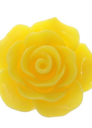 Кабошон цветок, роза, смола, желтый, 20 mm x 20 mm, фурнитура для изготовления бижутерии