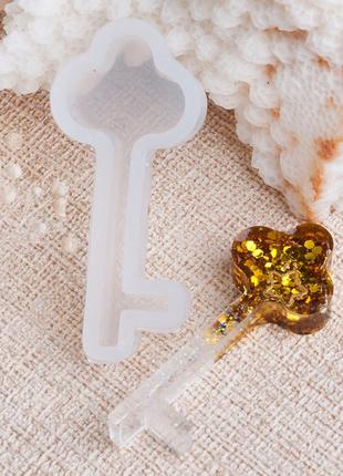 Форма для эпоксидной смолы finding молд ключ цвет белый силиконовый 3.8 cm x 1.7 cm