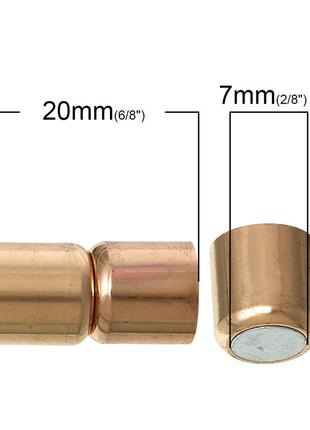 Застежка магнитная, неодимовый магнит, круглый, цвет: розовое-золото, под шнур 9 мм, 20 мм x 10 мм2 фото