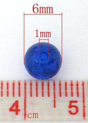 Скляна намистина, ефект: бите скло, кругла, колір: мікс, 6 мм діаметр, 1 мм, упаковка: 10 шт.