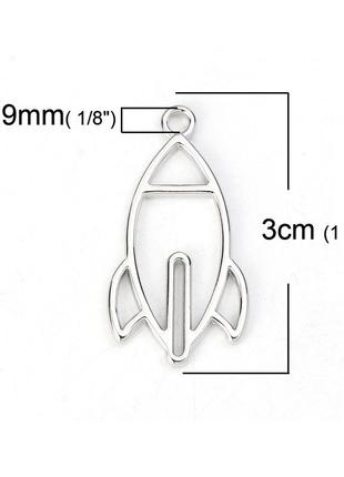 Подвеска ракета, цинковый сплав, серебряный тон, 30 мм x 16 мм2 фото