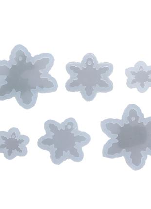 Форми для епоксидної смоли finding молди сніжинки білі силіконові 8 см x 8 см 3 см х 3 см набір 6 шт
