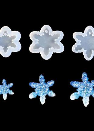 Формы для эпоксидной смолы finding молды снежинки белые силиконовые 8 см x 8 см 3 см х 3 см набор 6 шт2 фото