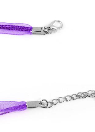 Основа-колье, подвески, шнур, ожерелье, лента из органзы & вощеный шнур, фиолетовый, 44 см + удлинитель2 фото