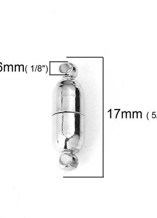 Застежка магнитная, пуля, неодимовый магнит, серебряный тон, 17 mm x 5 mm2 фото