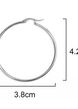 Серьга кольцо, нержавеющая сталь, цвет: металл, основа с петлёй, 42 мм x 38 мм, цена за 1 шт.2 фото