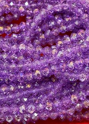 Намистина скло, граненка, кришталь, колір: фіолетовий перелив, 4 мм