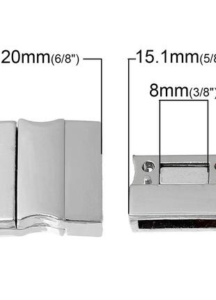 Застежка магнитная, неодимовый магнит, прямоугольник, цвет: металл, 20 мм x 19 мм2 фото