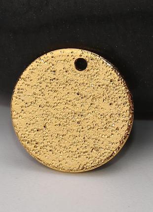 Підвіска кругла, колір: золото, блискітка, матеріал: мідь, 12 мм