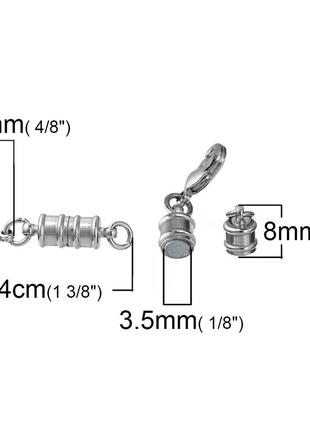 Застежка магнитная, цилиндр, неодимовый магнит, карабин, цвет: металл, 36 мм x 7 мм2 фото