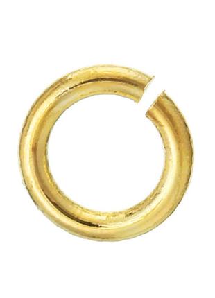 Колечко finding круглое разрезное золотистый металл позолота 18к 4 мм диаметр