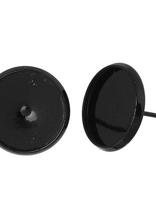 Серьга finding гвоздик круглый чёрная основа 12 мм 14 mm х 14 mm цена за 1 штук