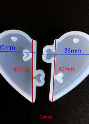 Набор форм для эпоксидной смолы finding молды подвески половинки сердца белый 6.5 см х 4 см х 0.6 см2 фото