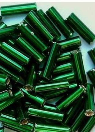 Бисер чешский preciosa стеклярус матовый с блестящей серединкой 931 / 57120 размер 3" 7 мм зеленый 5 г