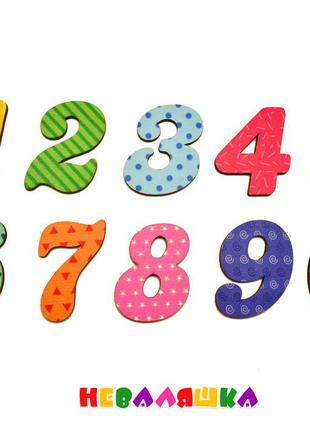 Цветные деревянные цифры для бизиборда, набор цифр 0-9, дерев'яні цифри 4 см комплект заготовка из дерева1 фото