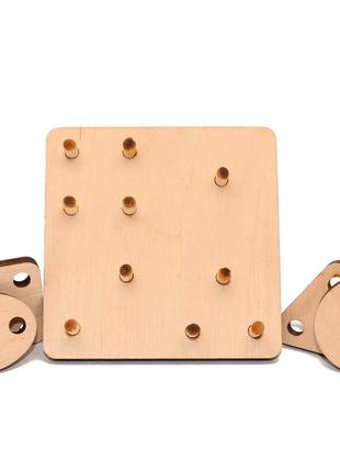 Заготівля для бизиборда геометрика: 4 геометричні фігури сортер на штирьках дерев'яна яна геометрика бізіборда6 фото