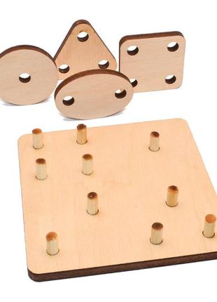 Заготівля для бизиборда геометрика: 4 геометричні фігури сортер на штирьках дерев'яна яна геометрика бізіборда5 фото