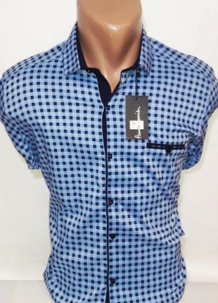 Рубашка мужская клетчатая paul smith vd-0033 голубая приталенная турция , стильная, молодежная