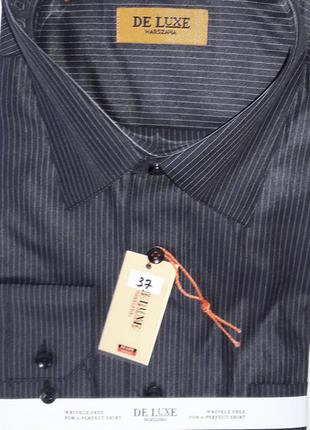 Рубашка мужская de luxe vd-0037 чёрная в полоску классическая с длинным рукавом