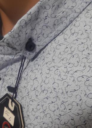 Рубашка мужская g-port vd-0056 голубая в узор приталенная трансформер стрейч коттон турция