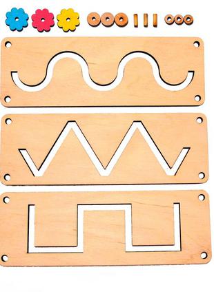 Заготовка для бизиборда комплект лабиринтов 3 шт + бегунки набор дерев'яний лабіринт для бізіборда2 фото