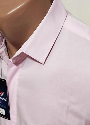 Рубашка мужская с длинным рукавом noseda vd-0004 розовая приталенная однотонная турция стрейч коттон3 фото