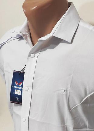 Рубашка мужская с длинным рукавом noseda vd-0010 белая приталенная однотонная турция стрейч коттон5 фото