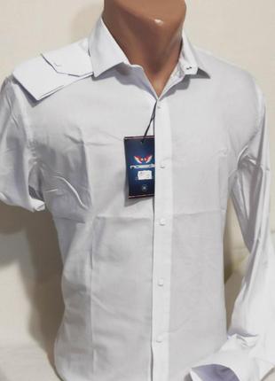 Рубашка мужская с длинным рукавом noseda vd-0010 белая приталенная однотонная турция стрейч коттон3 фото