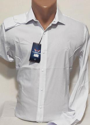 Рубашка мужская с длинным рукавом noseda vd-0010 белая приталенная однотонная турция стрейч коттон