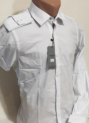 Рубашка мужская с длинным рукавом pavarotti vd-0001 белая приталенная однотонная турция стрейч коттон3 фото