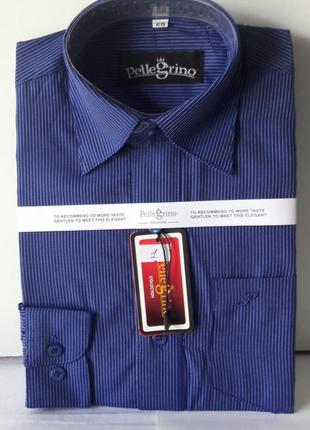 Рубашка детская с длинным рукавом dd-0001 pellegrino синяя классическая в полоску для школьников