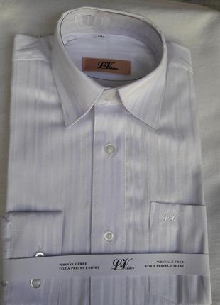 Рубашка детская с длинным рукавом dd-0014 lviktor белая классическая в полоску для школьников