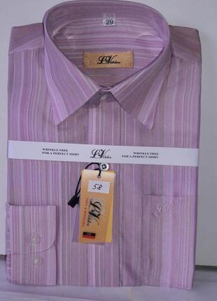 Рубашка детская с длинным рукавом dd-0058 lviktor розовая в полоску классическая для школьников
