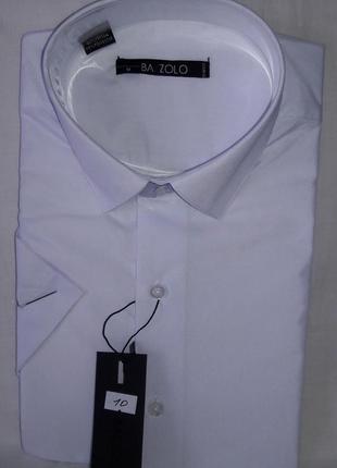 Рубашка мужская vk-0010 bazzolo белая приталенная однотонная с коротким рукавом
