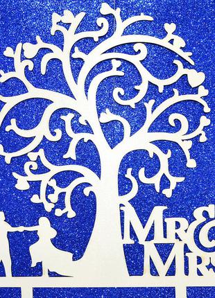 Топпер большой свадебный свадьба деревянный mr&mrs дерево мистер миссис топперы для торта топер дерев'яний1 фото