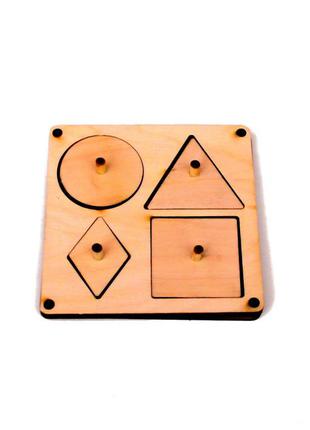 Заготівля рамка вкладиш 4 геометричні фігури для бизиборда дерев'яна яні втулки для бізіборда6 фото
