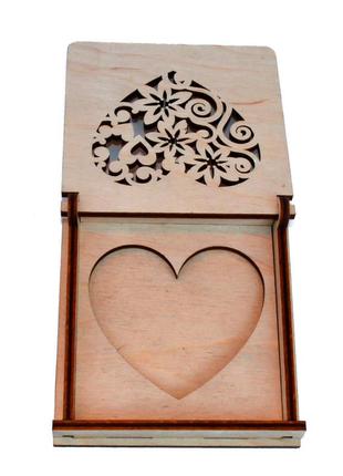 Підставка для обручок серце з кришкою дерев'яна весільне сердечко підставка для весільних обручок3 фото