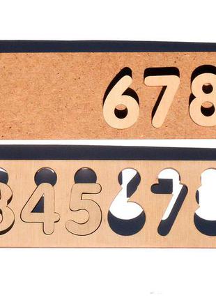 Дерев'яна заготовка для бизиборда цифри рамка вкладиш набір цифр 0-9 комплект дерев'яна яні цифри для бізіборда4 фото