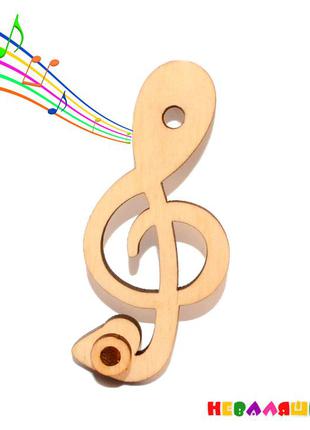 Заготівля для бизиборда скрипковий ключ (під шестірню трещітка) нотка дерев'яна яна тріскавка для бізіборда1 фото
