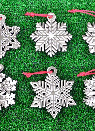 Краса 😍 набір дзеркальних сніжинок 6 шт в коробці новорічна ялинкова іграшка прикраса сніжинка на ялинку