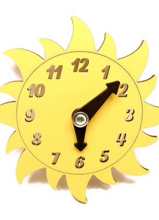 Заготовка для бизиборда желтые часы солнышко лучистое солнце со стрелками дерев'яні годинники для бізіборда2 фото