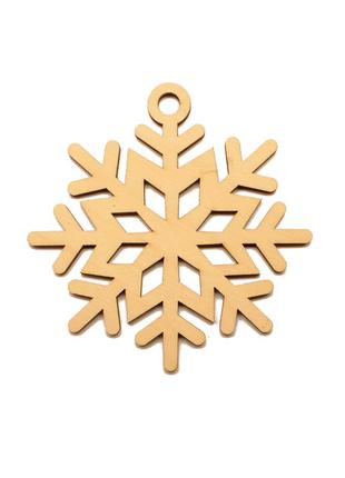 Деревянная новогодняя елочная игрушка "снежинка" 9 см украшение на ёлку из фанеры