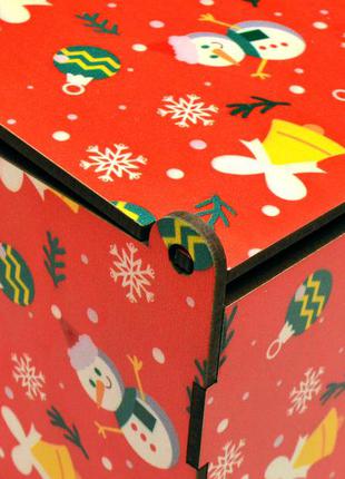 Цветная деревянная коробка 14х11х10 см новогодняя подарочная коробочка красная для подарка на новый год2 фото
