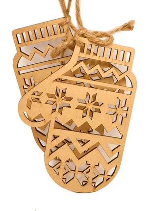 Рукавички з орнаментом 2 шт в коробці ялинкова іграшка рукавички 13 см дерев'яне новорічну прикрасу на ялинку5 фото