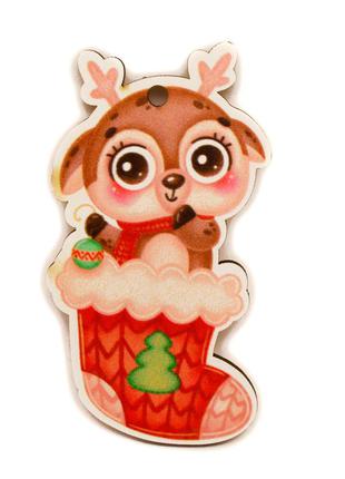 Цветная красивая елочная игрушка "оленёнок" серия cute type деревянные новогодние украшения на елку ёлку