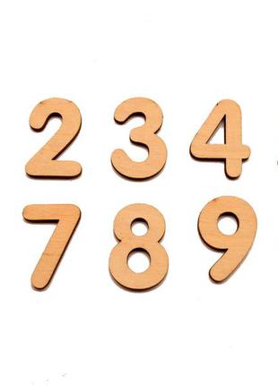 Деревянная заготовка для бизиборда цифры фанера мал. (без подложки) набор цифр 0-9 дерев'яні цифри2 фото