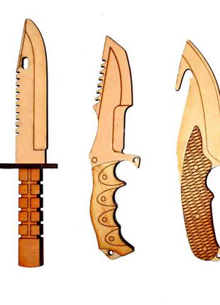 Набір дерев'яних ножів 3шт з гри counter-strike cs go кс го ніж з дерева набір дерев'яна дерев'яних ножів5 фото