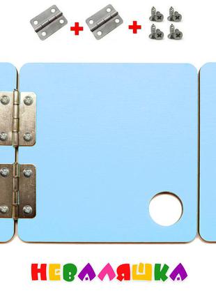 Заготівля для бизиборда блакитна дверцята 8 см + петлі + саморізи дверцята дерев'яна яні двері бізіборда1 фото