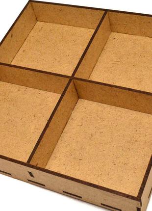 Деревянная коробка (в разобранном виде) 21х21 см 4 ячейки под новогодние елочные игрушки, сувениры, аксессуары3 фото
