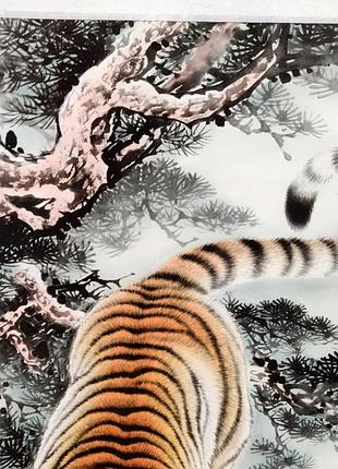 Панно китайская живопись гохуа "тигр" 140х58 см белый (с2390)